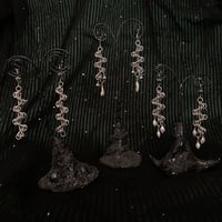 Image 5 of IX - STAGGERED BYZANTINE CHAINMAIL EARRINGS WITH PEARLS