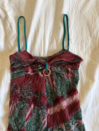 Image 2 of Vintage Y2K asymmetrical hem split front dark fairy cami with sparkly detail and o ring
