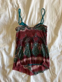 Image 3 of Vintage Y2K asymmetrical hem split front dark fairy cami with sparkly detail and o ring