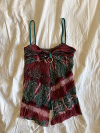 Image 7 of Vintage Y2K asymmetrical hem split front dark fairy cami with sparkly detail and o ring