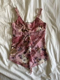 Image 8 of Vintage Y2K pink sequin asymmetrical hem ruffle cami 