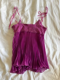 Image 4 of Vintage Y2K purple fairy cami with lace bust and tie strap detail 