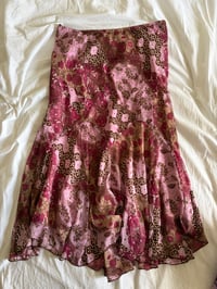 Image 1 of Vintage 1990s floral and paisley brown and pink fairy mermaid hem skirt 