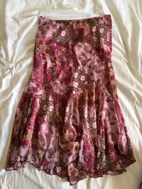 Image 2 of Vintage 1990s floral and paisley brown and pink fairy mermaid hem skirt 