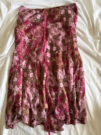 Image 4 of Vintage 1990s floral and paisley brown and pink fairy mermaid hem skirt 