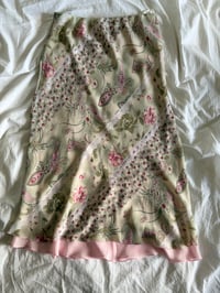 Image 1 of Vintage Y2K green floral and paisley pink double hem fairy midi skirt 