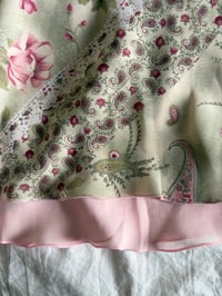 Image 2 of Vintage Y2K green floral and paisley pink double hem fairy midi skirt 