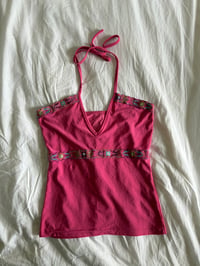 Image 6 of Vintage Y2K pink embellished halter neck cami 