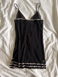 Image 3 of Vintage 1990s black sheer lace slip cami with ribbon detail