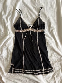 Image 7 of Vintage 1990s black sheer lace slip cami with ribbon detail