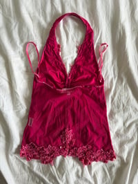 Image 3 of Vintage Y2K Aftershock hot pink beaded and sequin halter neck cami