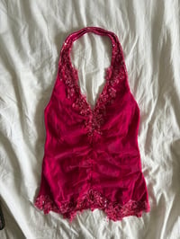 Image 10 of Vintage Y2K Aftershock hot pink beaded and sequin halter neck cami
