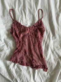 Image 1 of Vintage Y2K rare Pilot dusty pink beaded and sequin halter neck cami