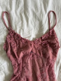 Image 2 of Vintage Y2K rare Pilot dusty pink beaded and sequin halter neck cami