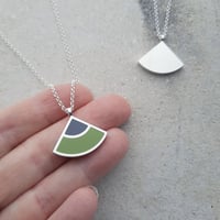 Image 2 of New Quarter Pendant in Soft Earthy Green or Turquoise