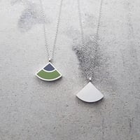 Image 3 of New Quarter Pendant in Soft Earthy Green or Turquoise