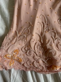 Image 4 of Vintage Y2K silk baby pink sequin and beaded top 