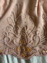 Image 8 of Vintage Y2K silk baby pink sequin and beaded top 
