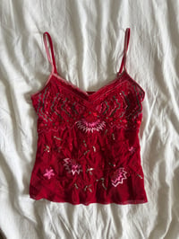 Image 1 of Vintage Y2K red embroidered and sequin cami 