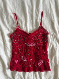 Image 2 of Vintage Y2K red embroidered and sequin cami 