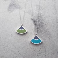 Image 1 of New Quarter Pendant in Soft Earthy Green or Turquoise