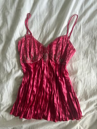 Image 1 of Vintage Y2K hot pink crinkle beaded and sequin cami 