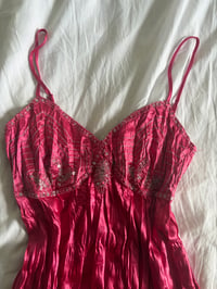Image 2 of Vintage Y2K hot pink crinkle beaded and sequin cami 