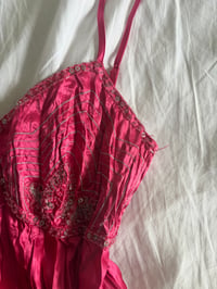 Image 4 of Vintage Y2K hot pink crinkle beaded and sequin cami 