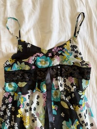 Image 2 of Vintage Y2K black floral handkerchief fairy hem cami with sequins 