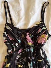 Image 2 of Vintage Y2K black asymmetrical hem cami with ribbon bust detail 