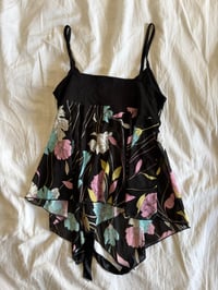 Image 4 of Vintage Y2K black asymmetrical hem cami with ribbon bust detail 