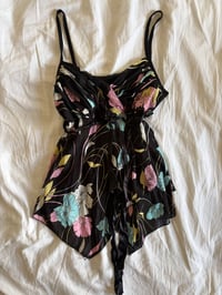 Image 6 of Vintage Y2K black asymmetrical hem cami with ribbon bust detail 