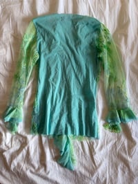 Image 2 of Vintage Y2K rare mermaid asymmetrical hem long sleeve fairy top with lace up bust detail 