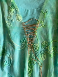 Image 3 of Vintage Y2K rare mermaid asymmetrical hem long sleeve fairy top with lace up bust detail 