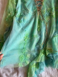 Image 4 of Vintage Y2K rare mermaid asymmetrical hem long sleeve fairy top with lace up bust detail 