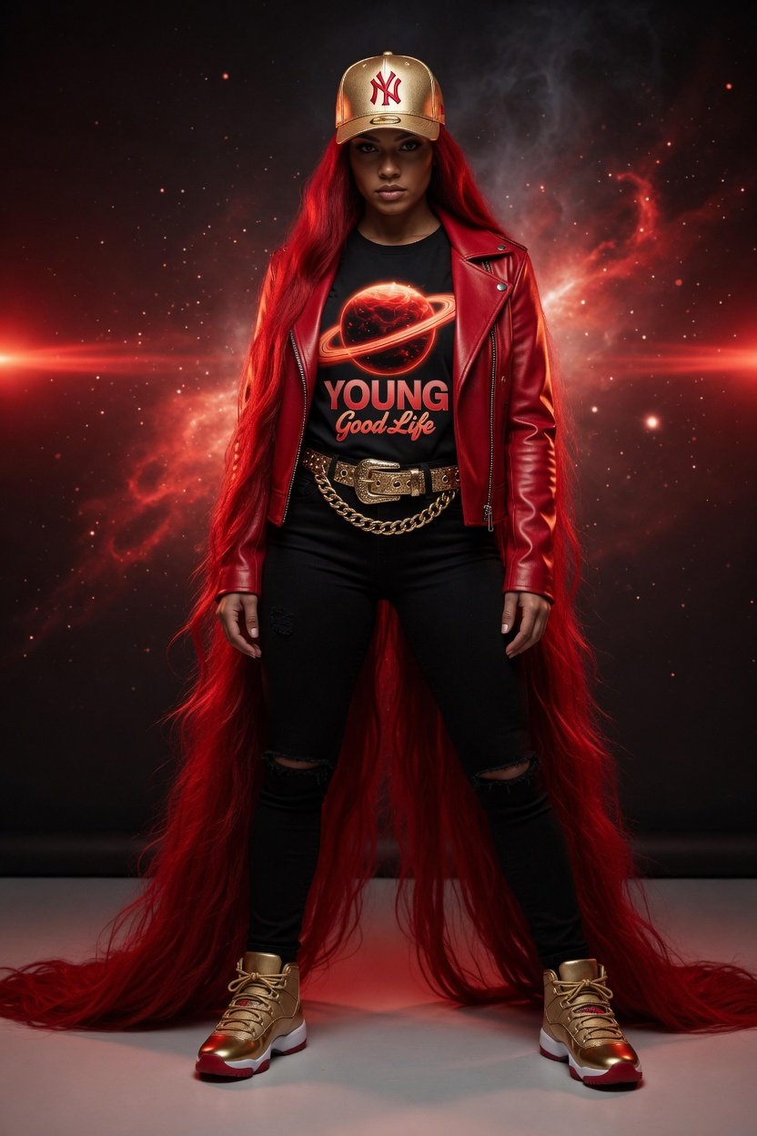 Image of Y.G.L x GROK  COSMIC WAVE RED ORBIT  LIMITED EDITION TEE
