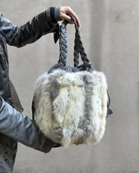 Image 1 of ITALIAN LEATHER AND FUR KNIT BAG
