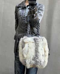 Image 2 of ITALIAN LEATHER AND FUR KNIT BAG