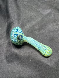 Image 2 of Blue/Green on White Wrap and Rake Spoon #064