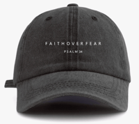 Image 3 of "Faith Over Fear" - Psalm 34 - Unisex Vintage Washed Baseball Cap