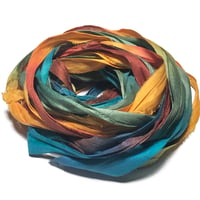 Image 2 of 10YD. WELCOME HOME HAND DYED SARI SILK RIBBON BY COLOR BURST SILK