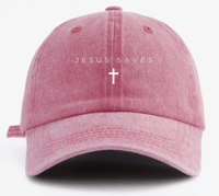 Image 2 of "Jesus Saves" - Cross - Unisex Vintage Washed Baseball Cap