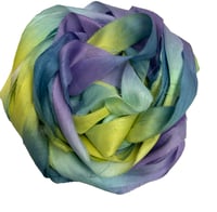 Image 4 of 10YD. PARAKEET HAND DYED SARI SILK RIBBON BY COLOR BURST SILK