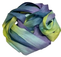 Image 5 of 10YD. PARAKEET HAND DYED SARI SILK RIBBON BY COLOR BURST SILK