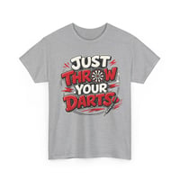 Image 5 of Just Throw Your Darts T‑Shirt – Funny Dartboard Graphic Tee for Dart Players & Pub League Fans