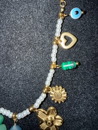 Image 3 of 18K Gold Seed Pearl Mixed Charm Necklace - Waterproof 316L Stainless Steel