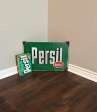 Image 1 of Vtg (ca. 1950s) German (Enamel) Persil Washing Powder Advertising Sign + Unopened Box of Persil 59