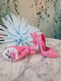 Image 4 of Pink Shoes for MiniFee – for High-Heeled Feet (Kill-Heeled Feet) red flowers