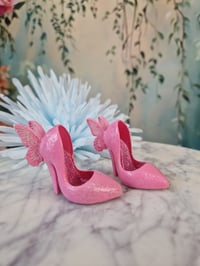 Image 1 of Pink Shoes for MiniFee – for High-Heeled Feet (Kill-Heeled Feet) red flowers