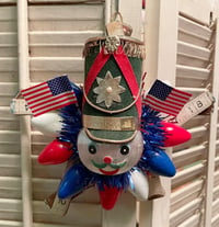 Vintage Wooden Ruler Star with Soldier and Americana Cheer